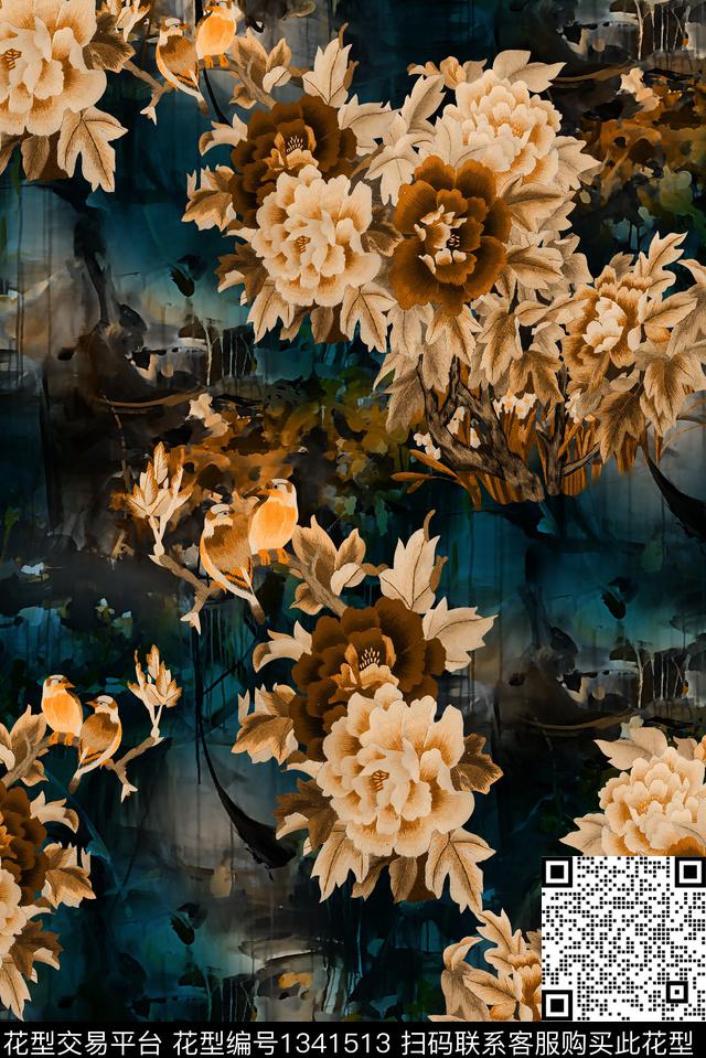 香云纱中老年中国风数码印花华亿平台下载（图片编号: 1341513） - 瓦栏（Walan）