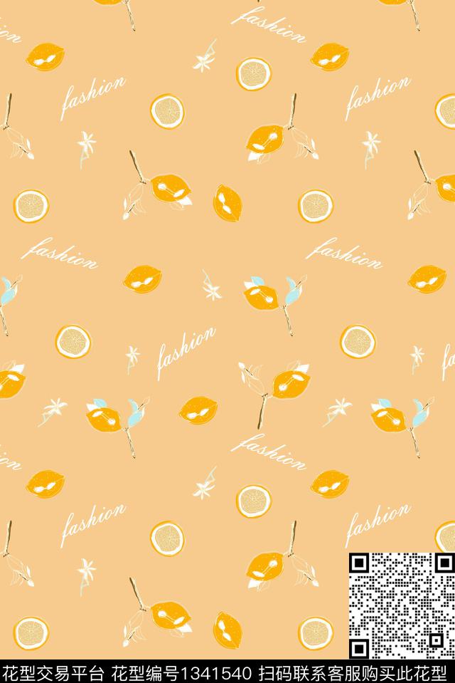 蓝色趣味男装时尚水果传统印花华亿平台下载（图片编号: 1341540） - 瓦栏（Walan）