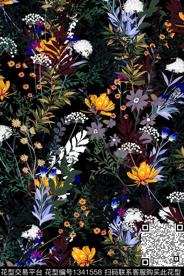 花卉大牌风小清新数码印花华亿平台下载（图片编号: 1341558） - 瓦栏（Walan）
