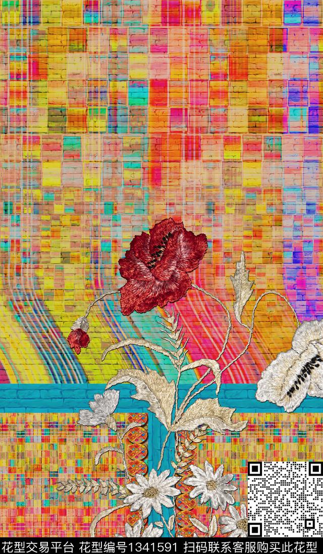 女装定位花花卉大牌风数码印花华亿平台下载（图片编号: 1341591） - 瓦栏（Walan）