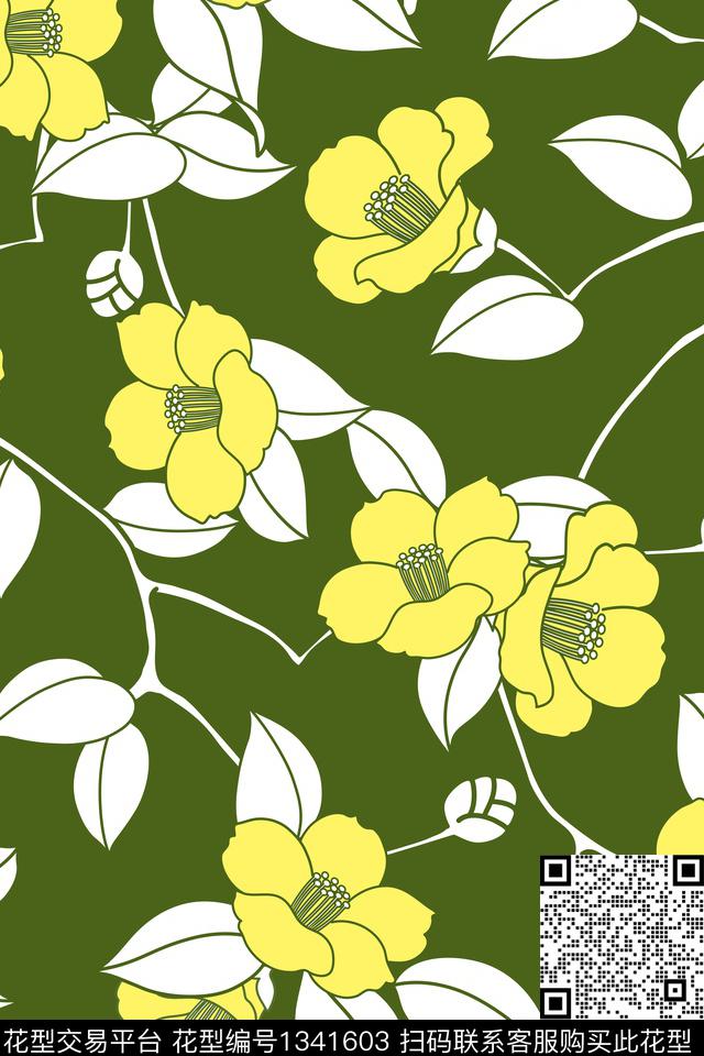 茶花女装花卉传统印花华亿平台下载（图片编号: 1341603） - 瓦栏（Walan）