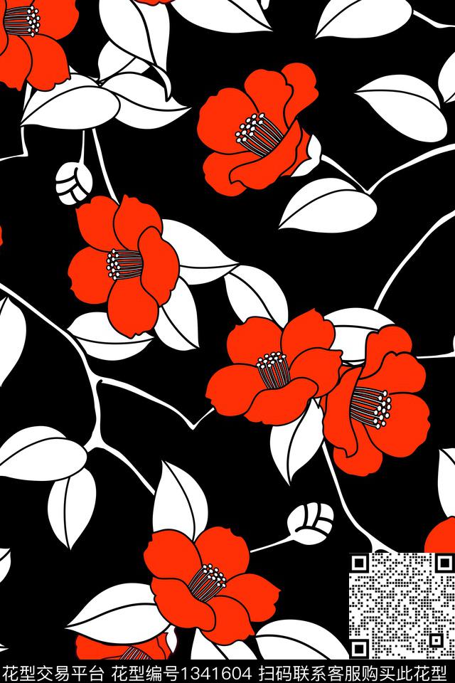 茶花女装花卉传统印花华亿平台下载（图片编号: 1341604） - 瓦栏（Walan）