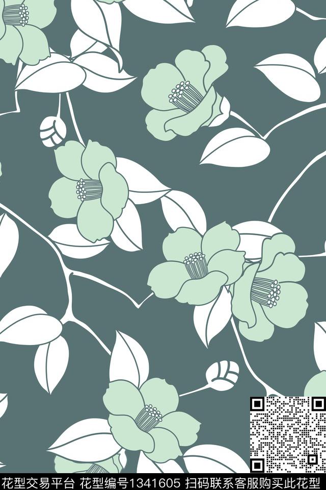 茶花女装花卉传统印花华亿平台下载（图片编号: 1341605） - 瓦栏（Walan）