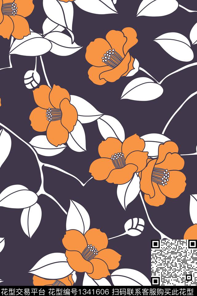 茶花女装花卉传统印花华亿平台下载（图片编号: 1341606） - 瓦栏（Walan）