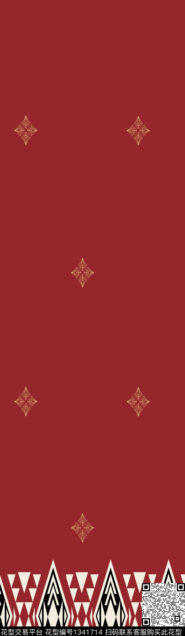 格子几何大牌风传统印花华亿平台下载（图片编号: 1341714） - 瓦栏（Walan）