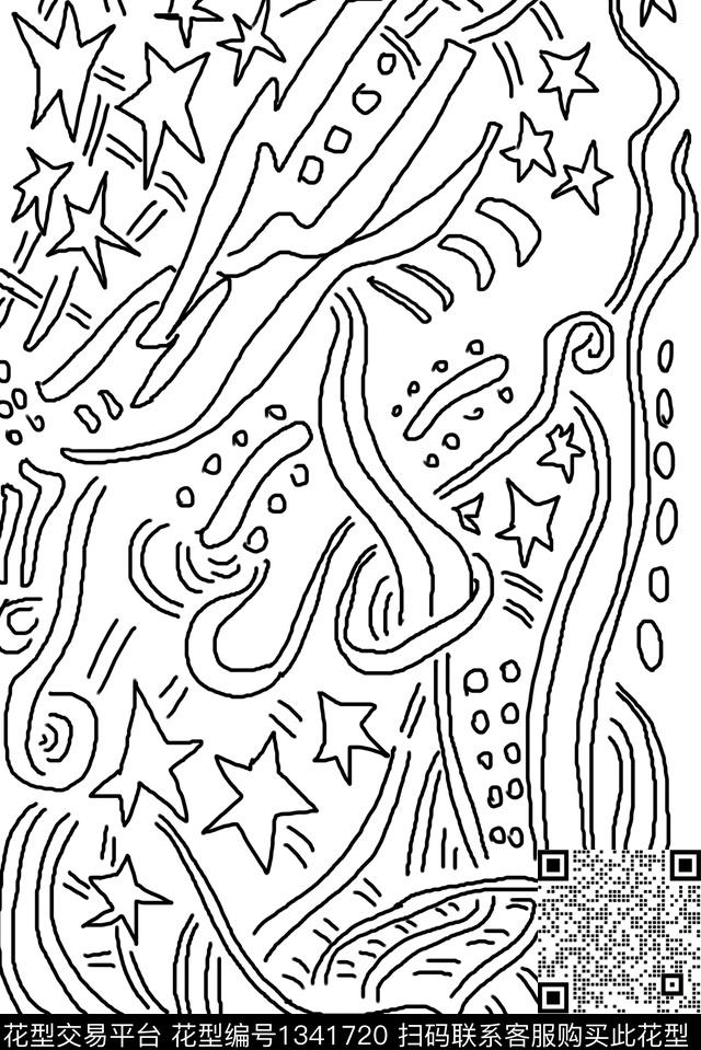 黑白条纹几何大牌风传统印花华亿平台下载（图片编号: 1341720） - 瓦栏（Walan）