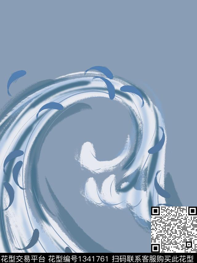 海浪抽象男装定位花数码印花华亿平台下载（图片编号: 1341761） - 瓦栏（Walan）