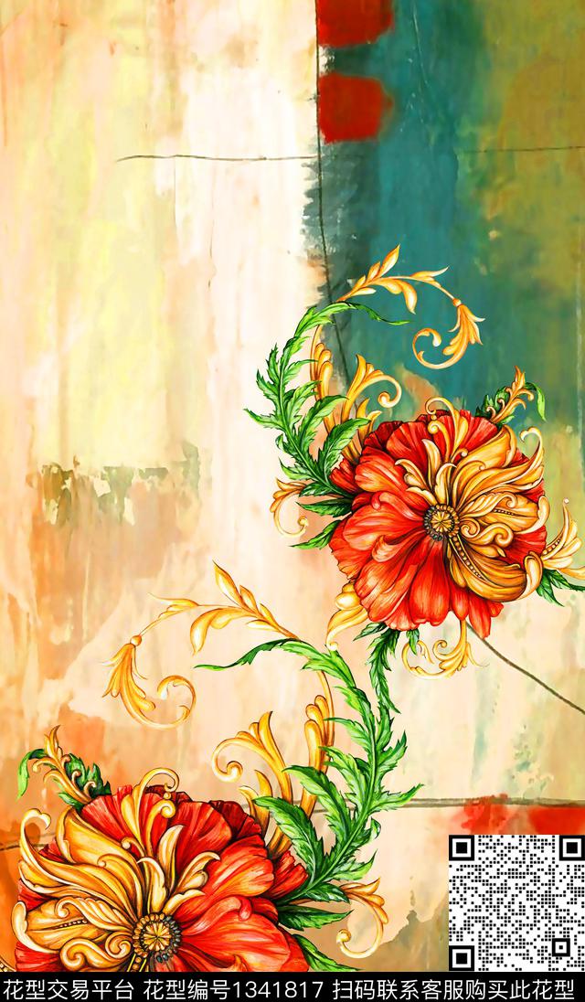 女装定位花花卉大牌风数码印花华亿平台下载（图片编号: 1341817） - 瓦栏（Walan）