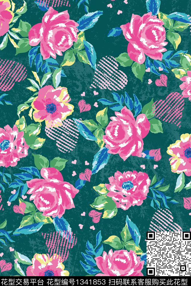 花卉大牌风数码印花华亿平台下载（图片编号: 1341853） - 瓦栏（Walan）