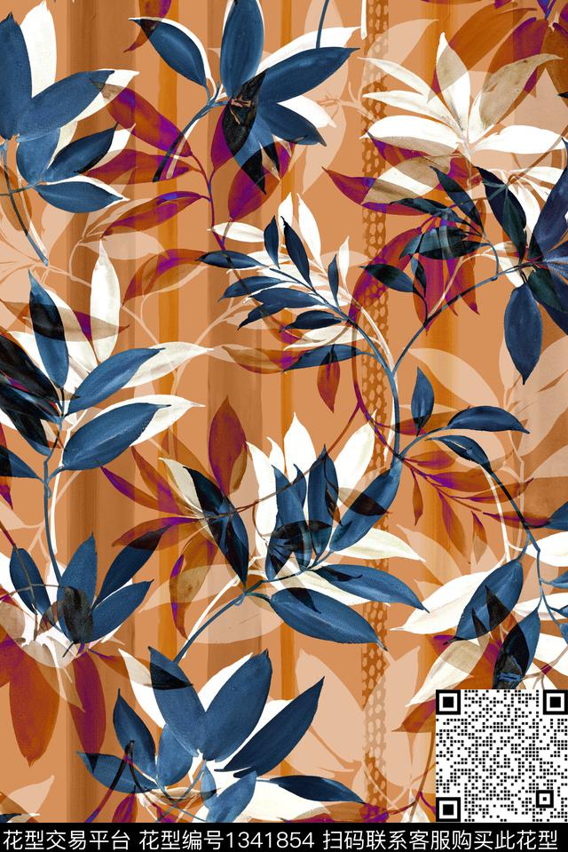 休闲水彩花卉热带华亿平台数码印花华亿平台下载（图片编号: 1341854） - 瓦栏（Walan）