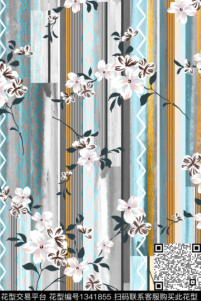 花卉大牌风小清新数码印花华亿平台下载（图片编号: 1341855） - 瓦栏（Walan）