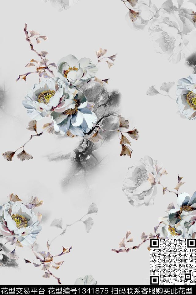 绘画花卉休闲风数码印花华亿平台下载（图片编号: 1341875） - 瓦栏（Walan）