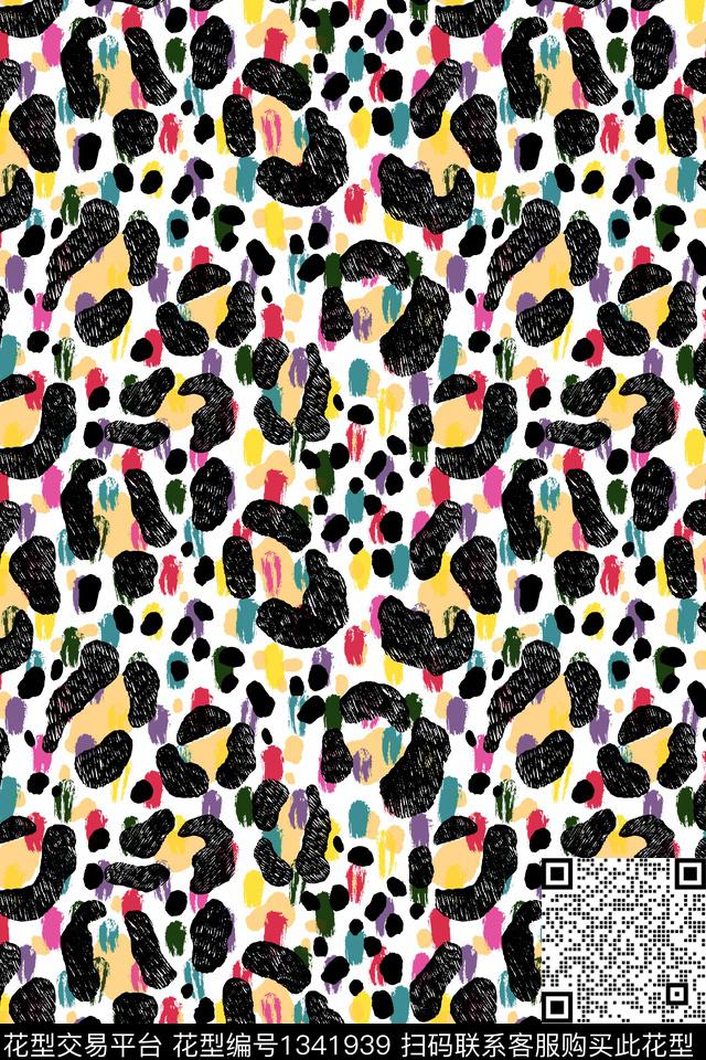 趋势华亿平台豹纹几何数码印花华亿平台下载（图片编号: 1341939） - 瓦栏（Walan）