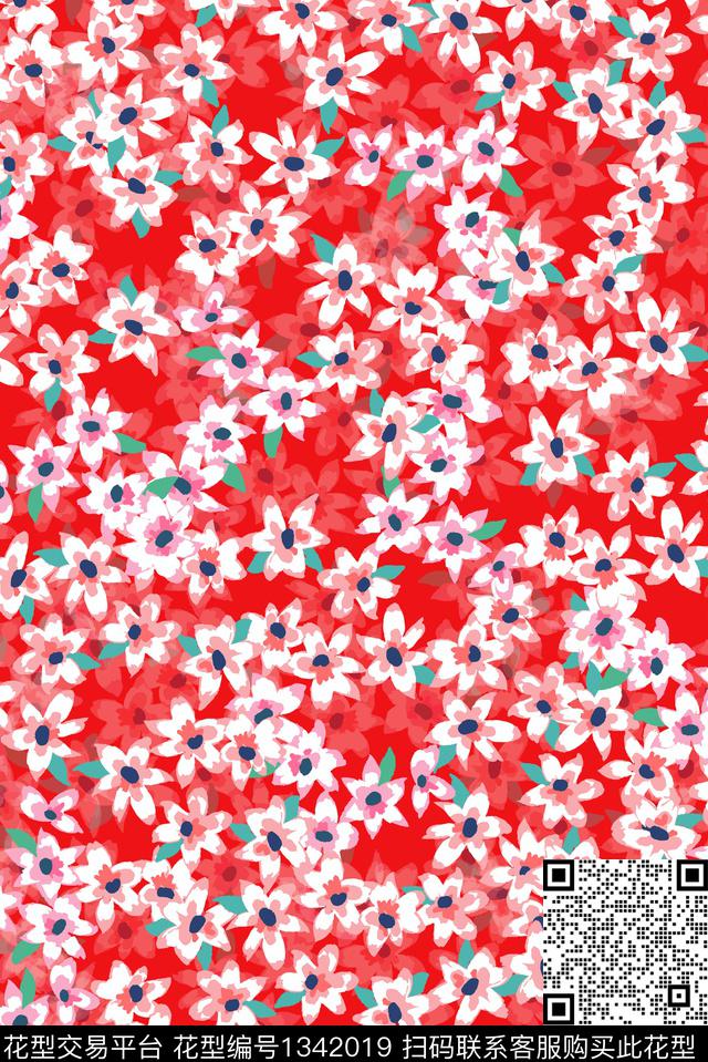 小碎花满版散花矢量传统印花华亿平台下载（图片编号: 1342019） - 瓦栏（Walan）