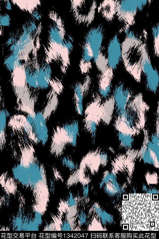 动物纹配饰黑底花卉传统印花华亿平台下载（图片编号: 1342047） - 瓦栏（Walan）