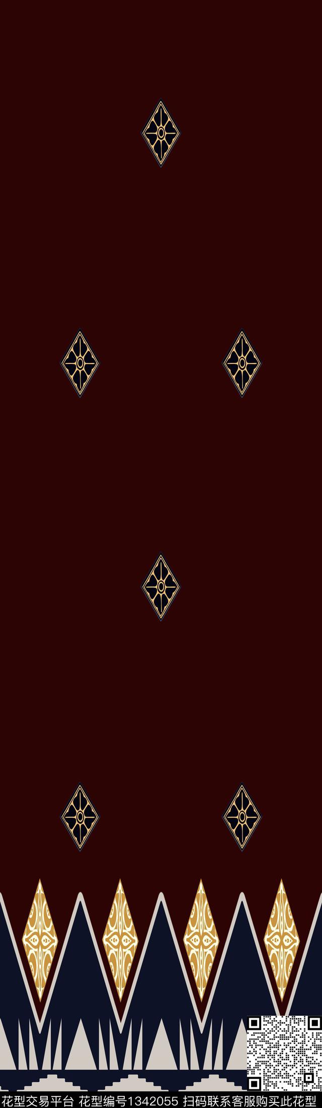 格子几何大牌风传统印花华亿平台下载（图片编号: 1342055） - 瓦栏（Walan）