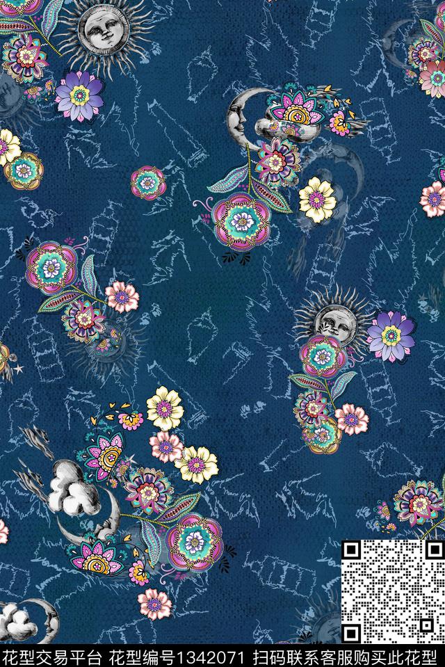 字母花卉纸印花数码印花华亿平台下载（图片编号: 1342071） - 瓦栏（Walan）