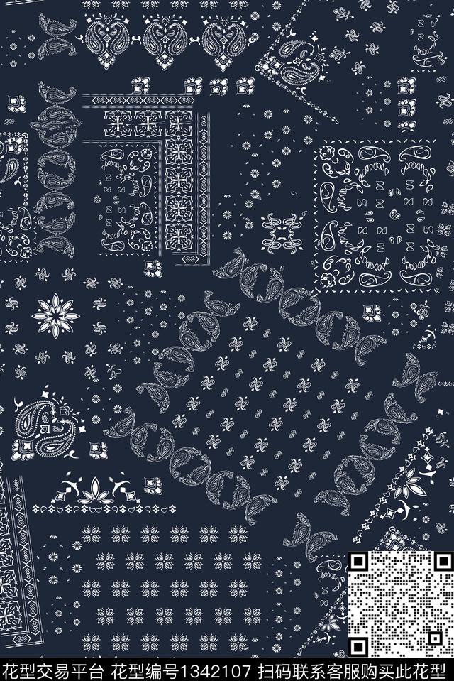 几何文艺民族风数码印花华亿平台下载（图片编号: 1342107） - 瓦栏（Walan）