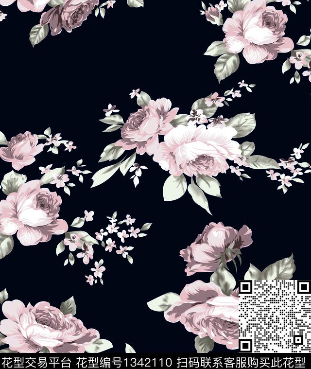 花卉大牌风传统印花华亿平台下载（图片编号: 1342110） - 瓦栏（Walan）
