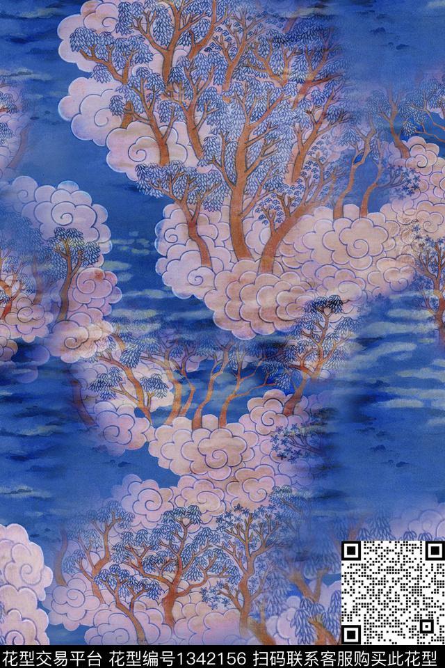 香云纱中国风复古旗袍华亿平台数码印花华亿平台下载（图片编号: 1342156） - 瓦栏（Walan）