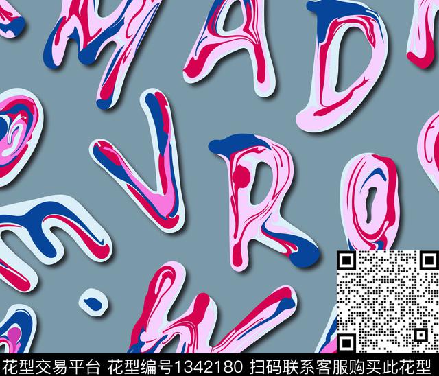 字母满版散花颜料传统印花华亿平台下载（图片编号: 1342180） - 瓦栏（Walan）