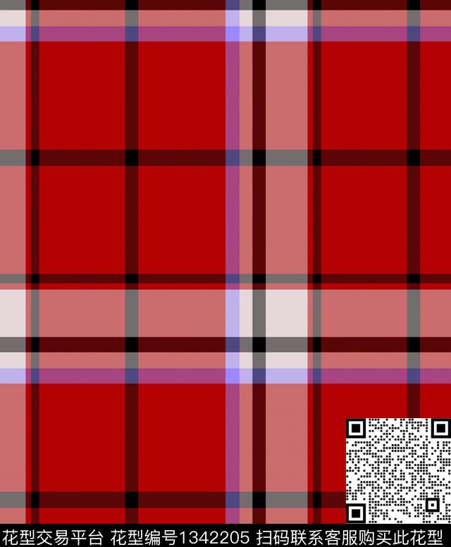 格子大牌风满版散花传统印花华亿平台下载（图片编号: 1342205） - 瓦栏（Walan）
