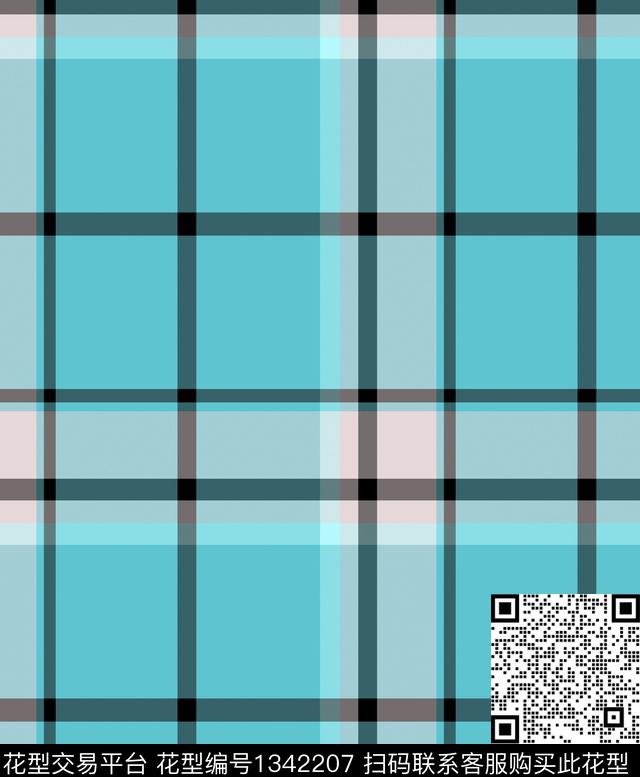 格子大牌风满版散花传统印花华亿平台下载（图片编号: 1342207） - 瓦栏（Walan）