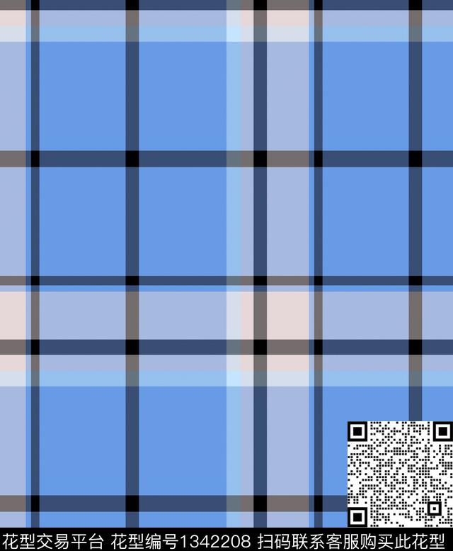 格子大牌风满版散花传统印花华亿平台下载（图片编号: 1342208） - 瓦栏（Walan）