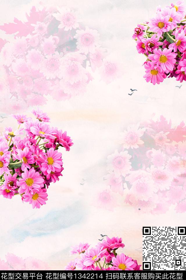 花卉满版散花大牌风数码印花华亿平台下载（图片编号: 1342214） - 瓦栏（Walan）