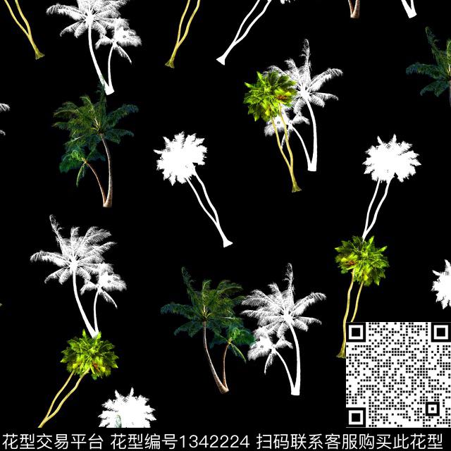 椰子树纸印花几何传统印花华亿平台下载（图片编号: 1342224） - 瓦栏（Walan）