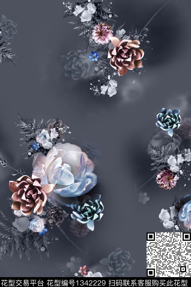 复古花卉小碎花数码印花华亿平台下载（图片编号: 1342229） - 瓦栏（Walan）