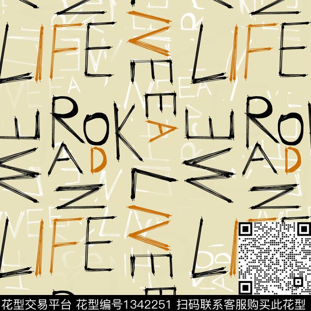 字母纸印花几何传统印花华亿平台下载（图片编号: 1342251） - 瓦栏（Walan）