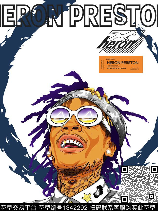 人物几何潮牌传统印花华亿平台下载（图片编号: 1342292） - 瓦栏（Walan）