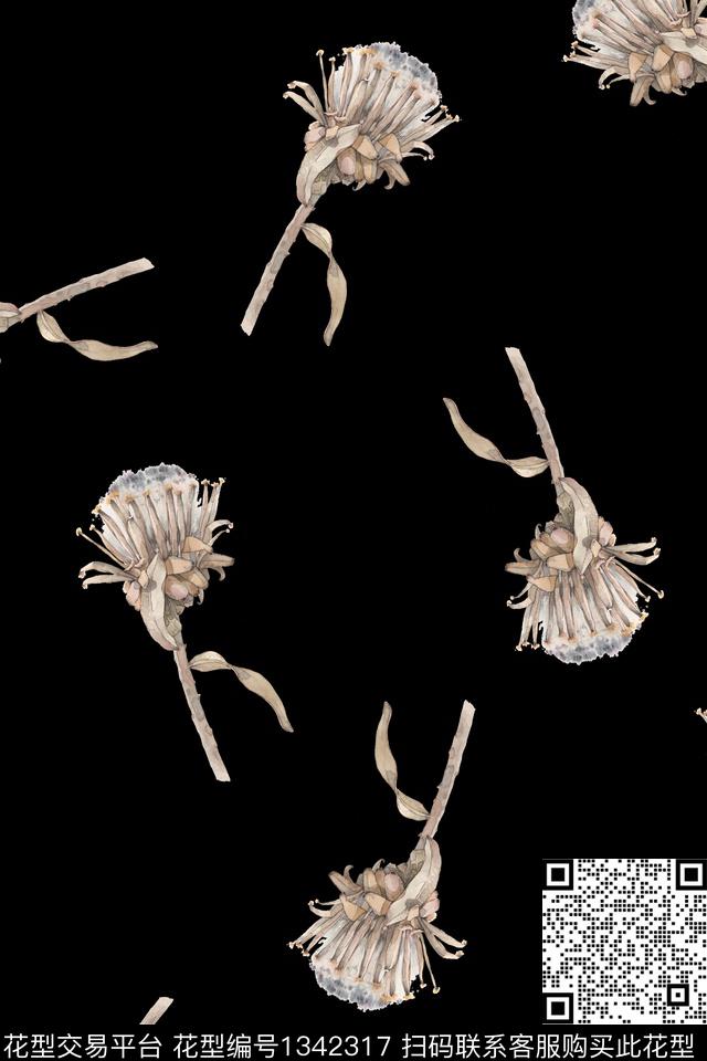 花卉大牌风植物数码印花华亿平台下载（图片编号: 1342317） - 瓦栏（Walan）