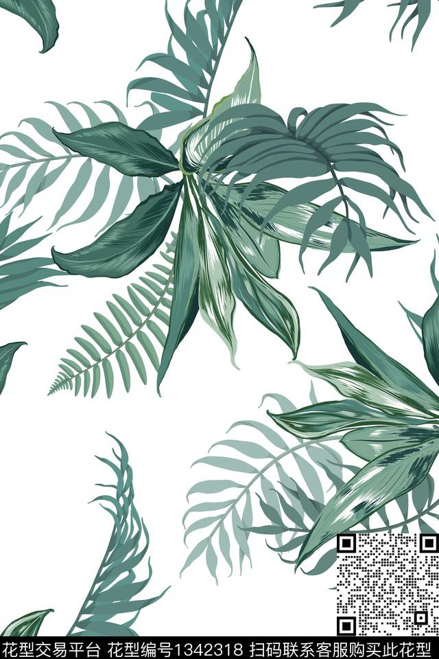 绿植树叶床品花卉传统印花华亿平台下载（图片编号: 1342318） - 瓦栏（Walan）