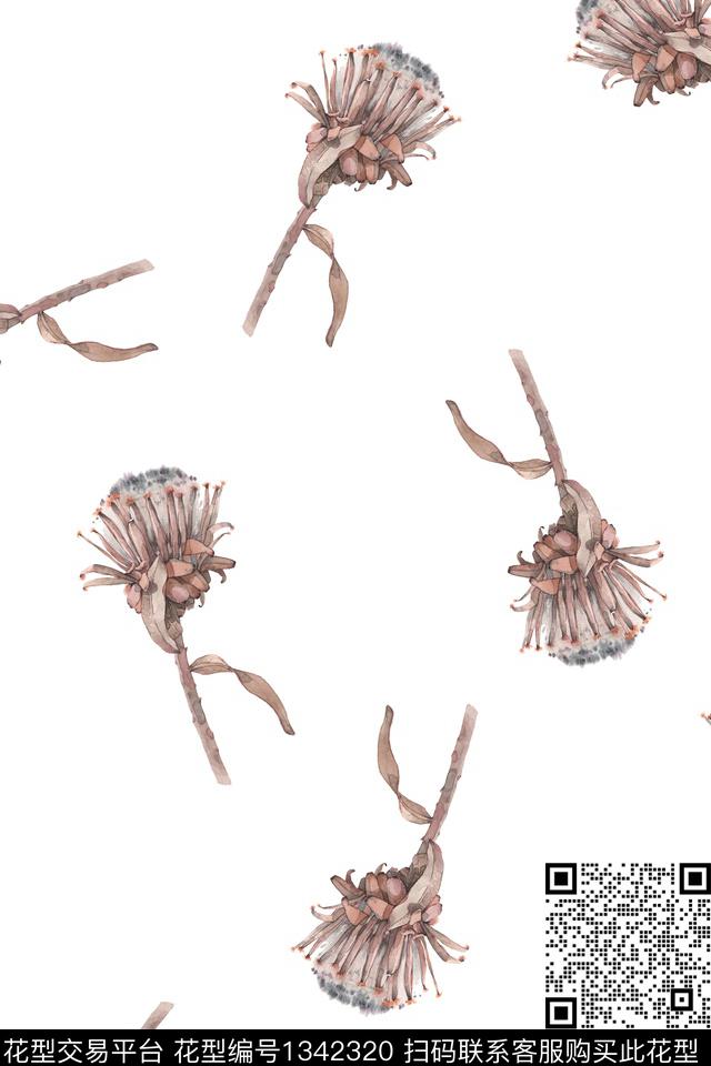花卉大牌风植物数码印花华亿平台下载（图片编号: 1342320） - 瓦栏（Walan）