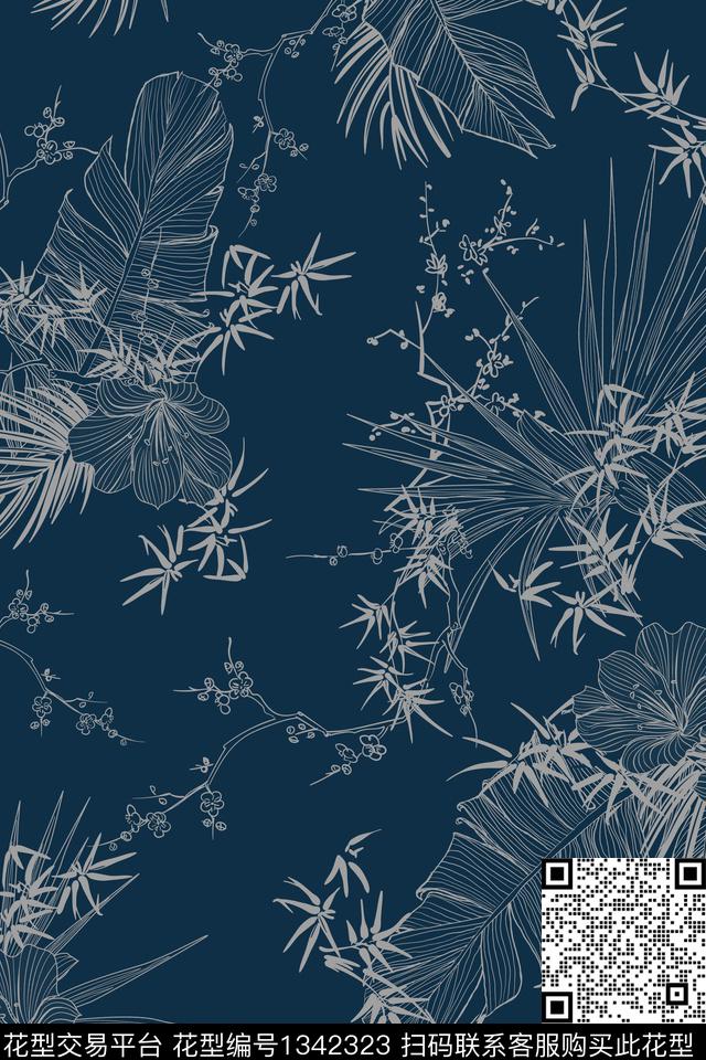 男装满版花植物床品传统印花华亿平台下载（图片编号: 1342323） - 瓦栏（Walan）