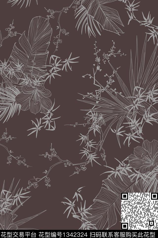 男装满版花植物床品传统印花华亿平台下载（图片编号: 1342324） - 瓦栏（Walan）