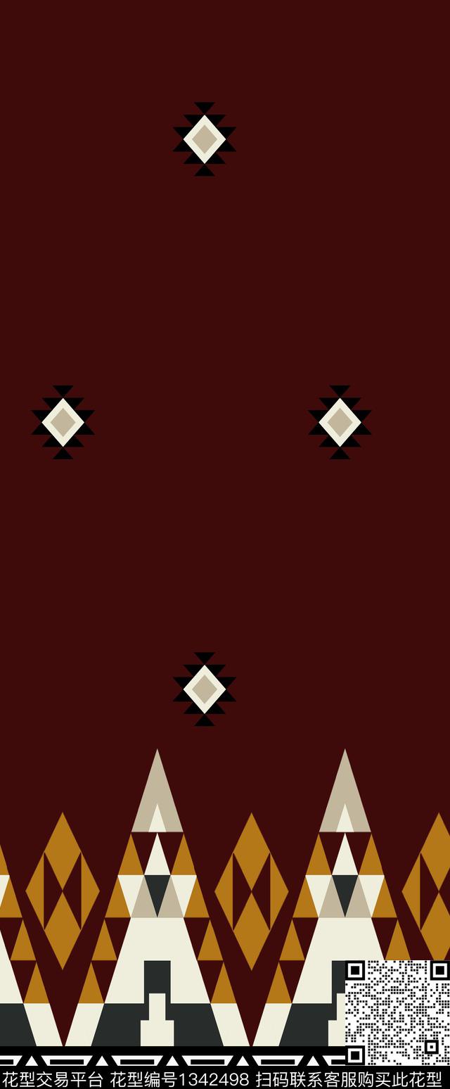 几何定位格子几何传统印花华亿平台下载（图片编号: 1342498） - 瓦栏（Walan）