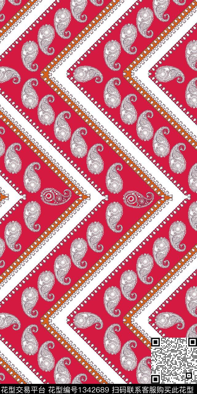 几何抽象真丝数码印花华亿平台下载（图片编号: 1342689） - 瓦栏（Walan）