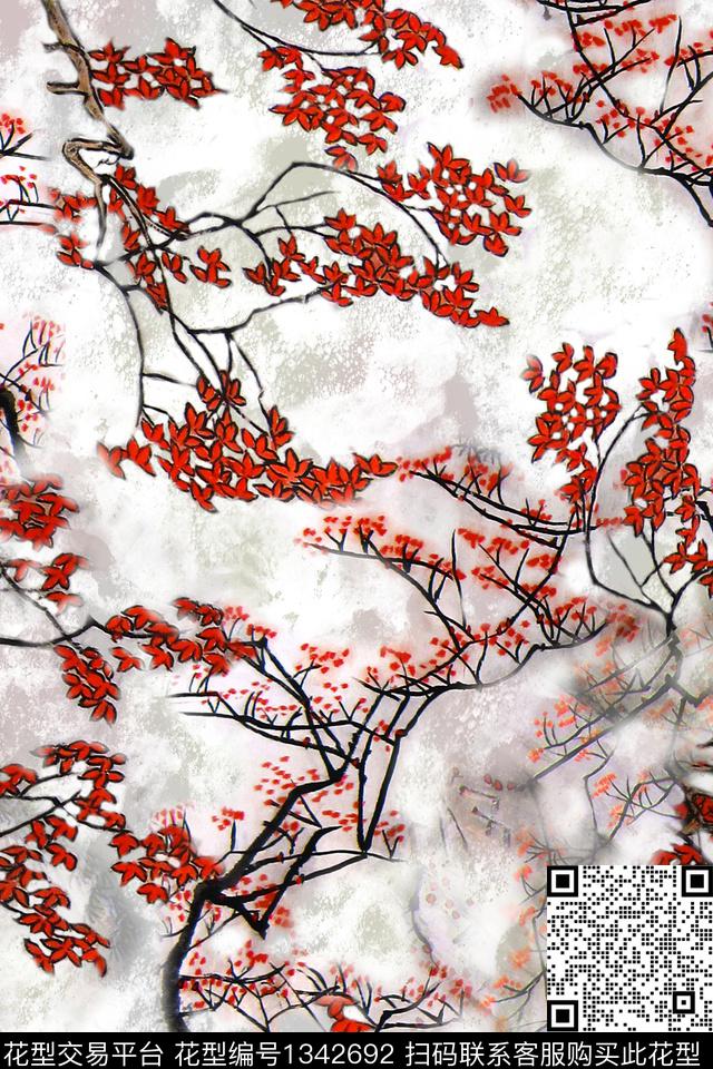 旗袍香云纱中国风数码印花华亿平台下载（图片编号: 1342692） - 瓦栏（Walan）