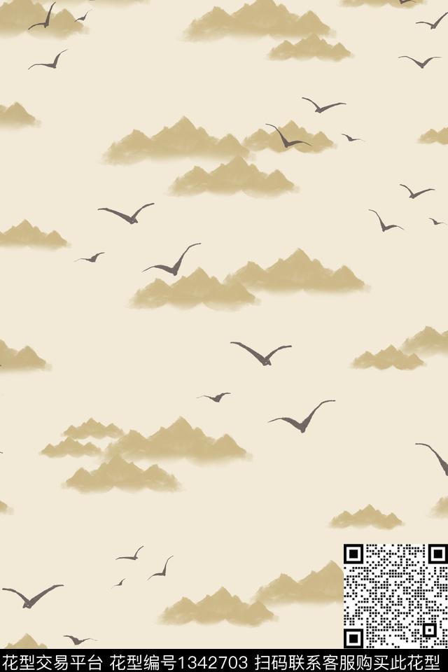 素雅素色中国风数码印花华亿平台下载（图片编号: 1342703） - 瓦栏（Walan）