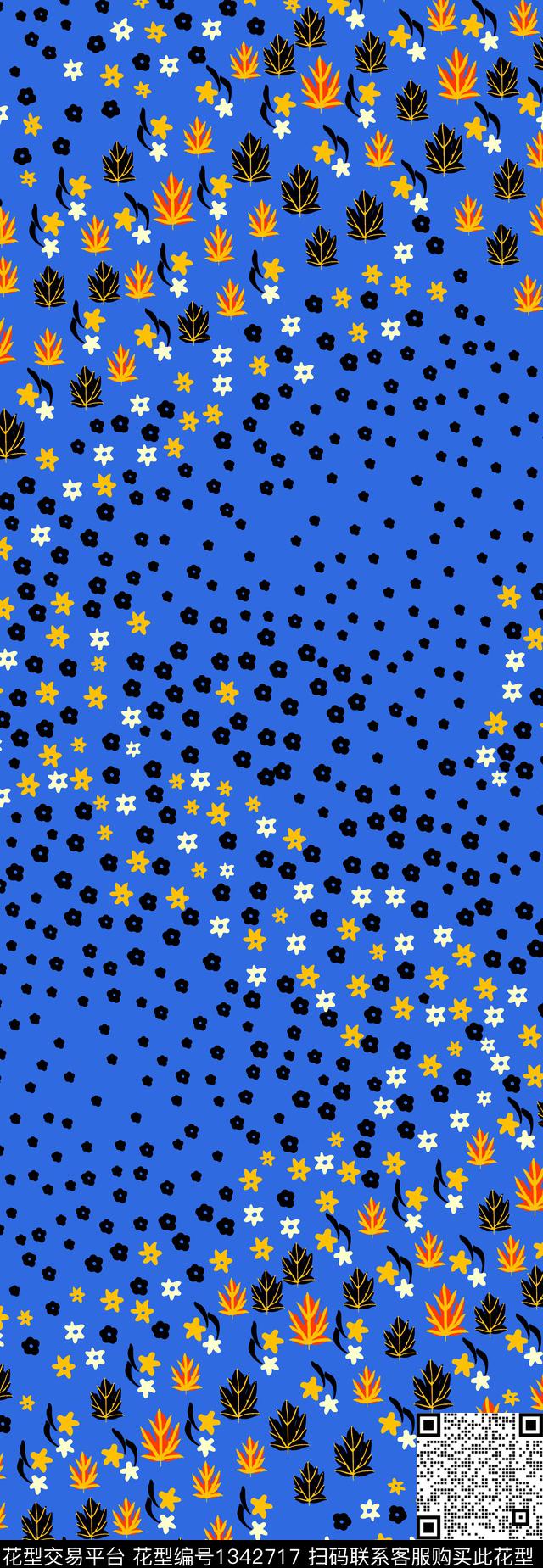 小碎花定位花长裙传统印花华亿平台下载（图片编号: 1342717） - 瓦栏（Walan）