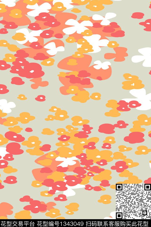 花卉抽象小碎花数码印花华亿平台下载（图片编号: 1343049） - 瓦栏（Walan）