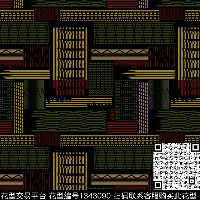 纸印花几何抽象男装传统印花华亿平台下载（图片编号: 1343090） - 瓦栏（Walan）