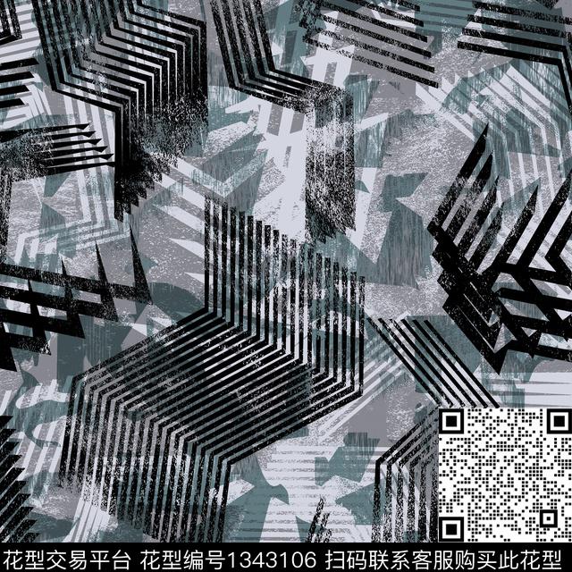 纸印花几何抽象男装传统印花华亿平台下载（图片编号: 1343106） - 瓦栏（Walan）