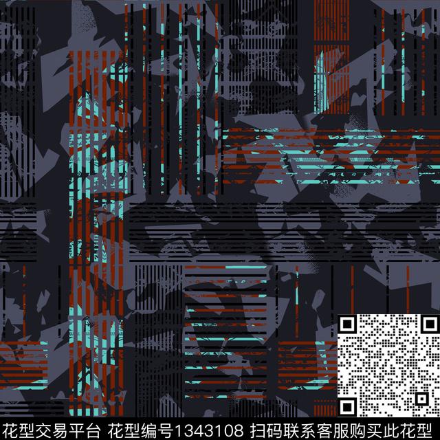 纸印花几何抽象男装传统印花华亿平台下载（图片编号: 1343108） - 瓦栏（Walan）