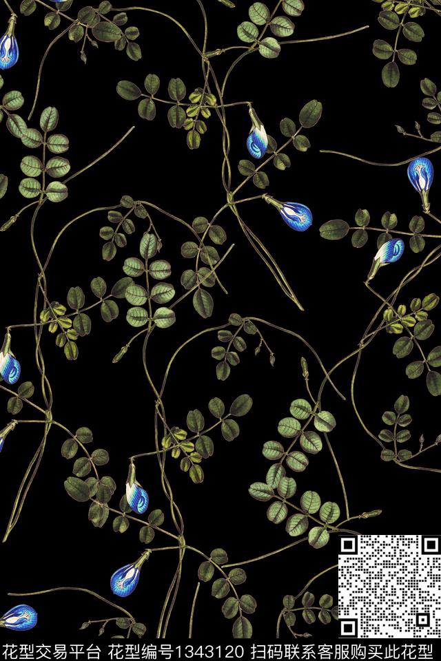 花卉大牌风植物数码印花华亿平台下载（图片编号: 1343120） - 瓦栏（Walan）