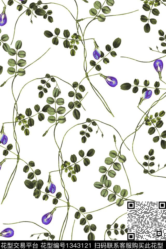 花卉大牌风植物数码印花华亿平台下载（图片编号: 1343121） - 瓦栏（Walan）