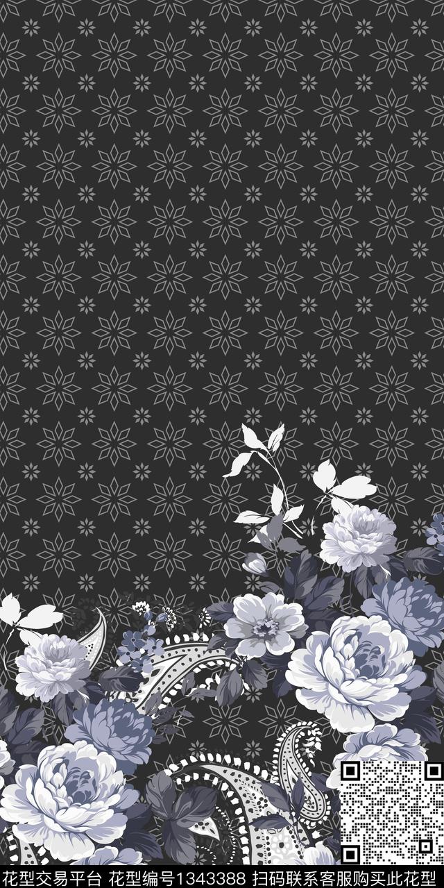 女装民族风花卉数码印花华亿平台下载（图片编号: 1343388） - 瓦栏（Walan）